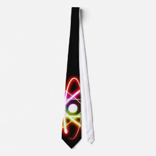 Colourful Glowing Atom   Black Geek Gifts Tie