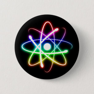 Colourful Glowing Atom Geek Cool Gifts 6 Cm Round Badge