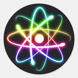 Colourful Glowing Atom   Geek Gifts Classic Round Sticker