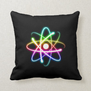 Colourful Glowing Atom   Geek Gifts Cushion