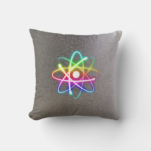 Colourful Glowing Atom | Geek Gifts Cushion (Front)