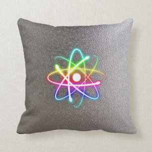 Colourful Glowing Atom   Geek Gifts Cushion