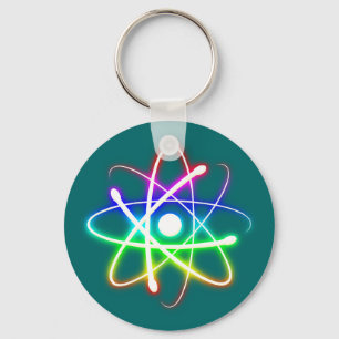 Colourful Glowing Atom   Geek Key Ring