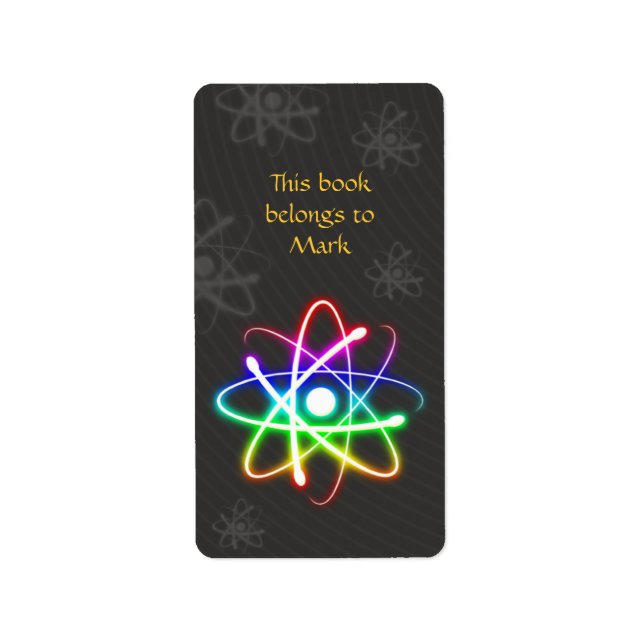 Colourful Glowing Atom Label (Front)