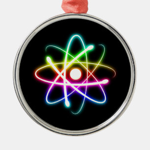 Colourful Glowing Atom Metal Ornament