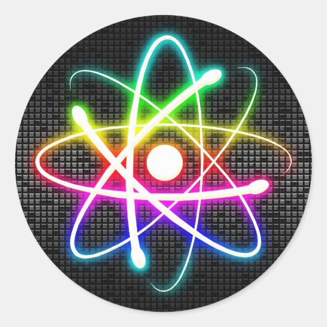 Colourful Glowing Atom - modern sticker (Front)