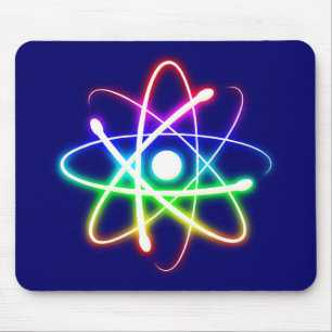 Colourful Glowing Atom Mouse Pad