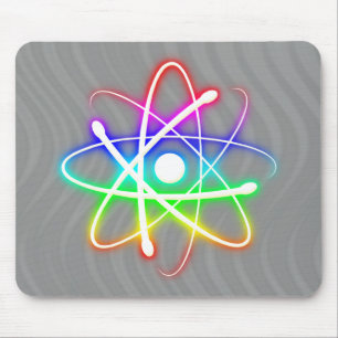 Colourful Glowing Atom - mousepad