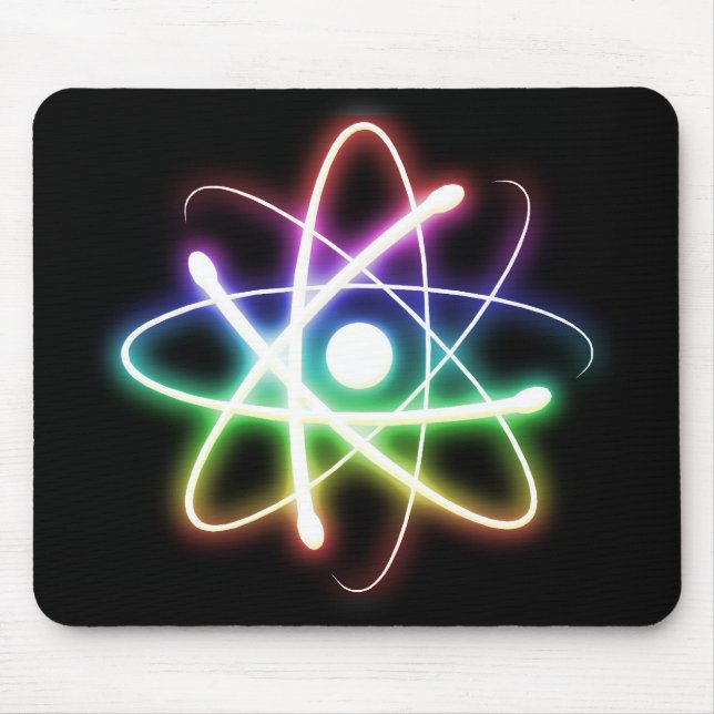 Colourful Glowing Atom | Nerd Mouse Pad (Front)