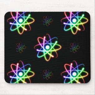 Colourful Glowing Atoms - mousepad