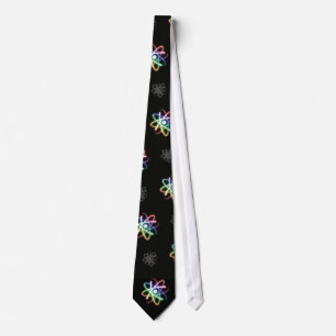 Colourful Glowing Atoms Pattern   Black Geek Gifts Tie