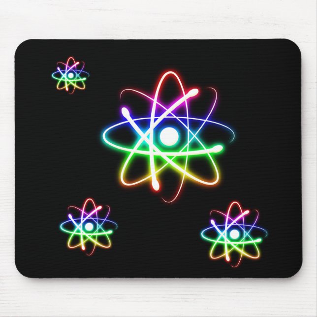 Colourful Glowing Atoms | Science Gift Mouse Pad (Front)
