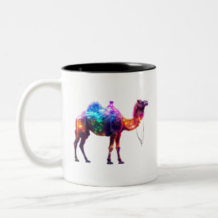 Colourful Glowing Camel Art Two-Tone Coffee Mug