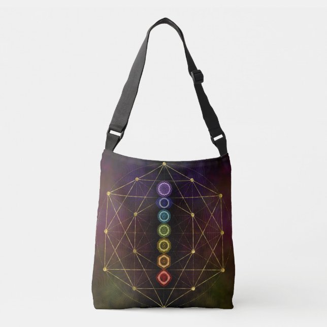Colourful Glowing  Chakras Crossbody Bag (Front)