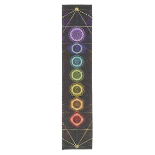 Colourful Glowing  Chakras Short Table Runner