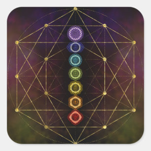 Colourful Glowing  Chakras Square Sticker