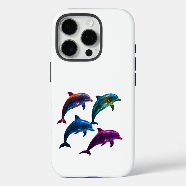 Colourful Glowing Dolphins Art  Case-Mate iPhone Case (Back)