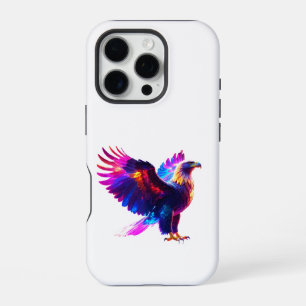 Colourful Glowing Eagle Art – Vibrant Neon Bird iPhone 16 Pro Case