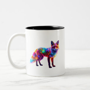 Colourful Glowing Fox Two-Tone Coffee Mug