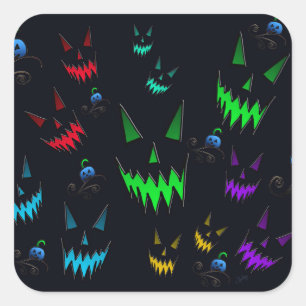 Colourful Glowing Jack O' Lanterns Square Sticker