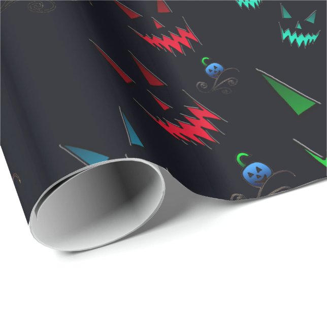 Colourful Glowing Jack O' Lanterns Wrapping Paper (Roll Corner)