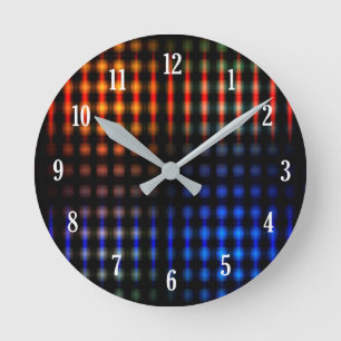 Colourful glowing lights round clock