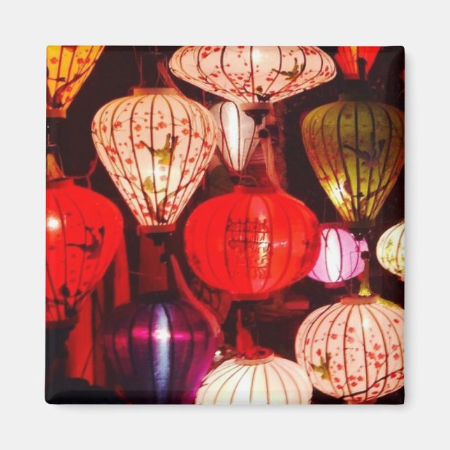 Colourful Glowing Ornate Lanterns Magnet (Front)