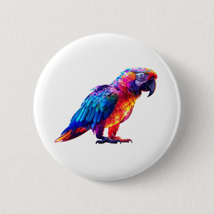 Colourful Glowing Parrot 6 Cm Round Badge