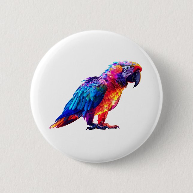 Colourful Glowing Parrot  6 Cm Round Badge (Front)