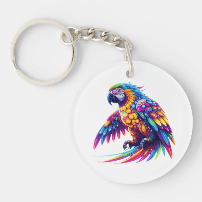 Colourful glowing parrot key ring (Front)