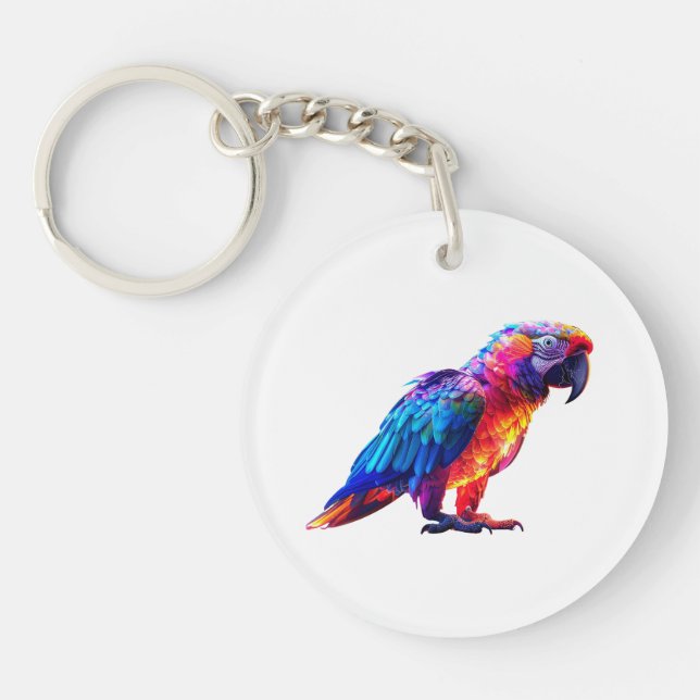Colourful Glowing Parrot  Key Ring (Front)