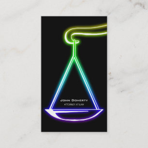 Colourful Glowing Scales of Justice Lawyer Business Card