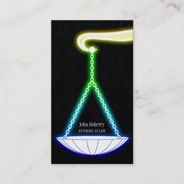 Colourful Glowing Scales of Justice | Lawyer Business Card (Front)