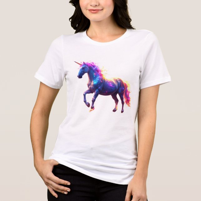 Colourful Glowing Unicorn Tri-Blend Shirt (Front)