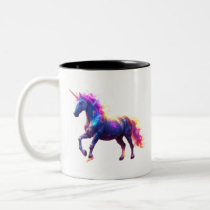 Colourful Glowing Unicorn Two-Tone Coffee Mug
