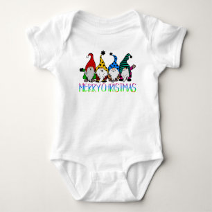 Colourful gnome elves Merry Christmas Baby Bodysuit