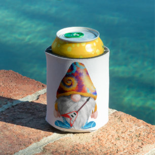 Colourful Gnome Guitar Player on a  Can Cooler