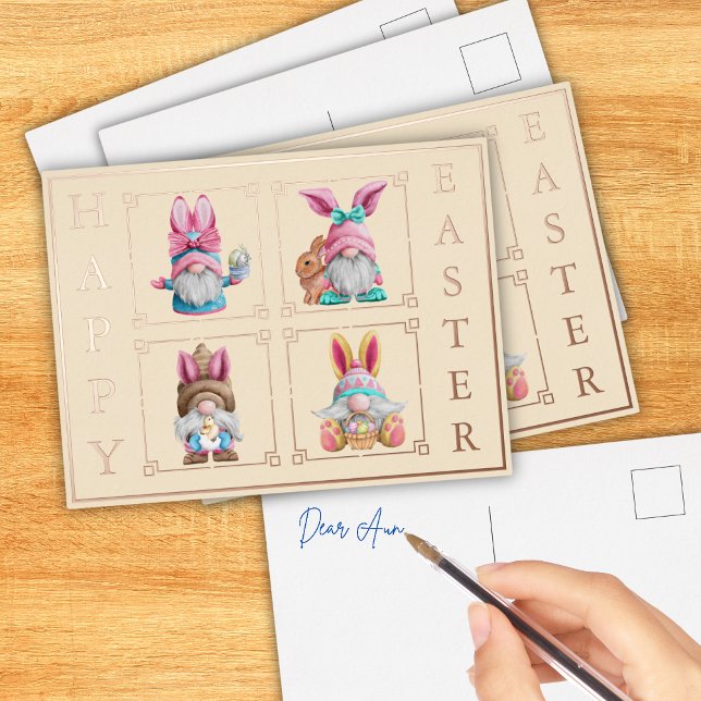 Colourful Gnome Happy Easter  Foil Holiday Postcard (Creator Uploaded)