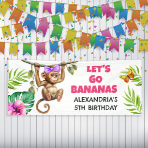Colourful Go Bananas Monkey Jungle Child's Birthda Banner