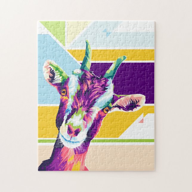Colourful Goat Pop Art Portrait Jigsaw Puzzle (Vertical)