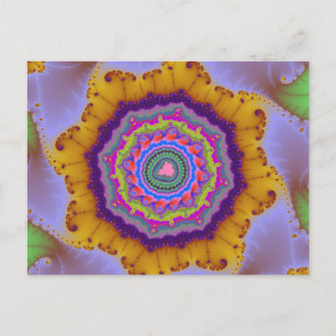 Colourful Gold and Purple Fractal Postcard