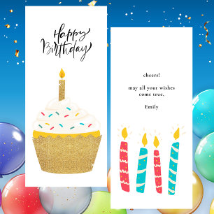 Colourful Gold Birthday Black and White Flat Card