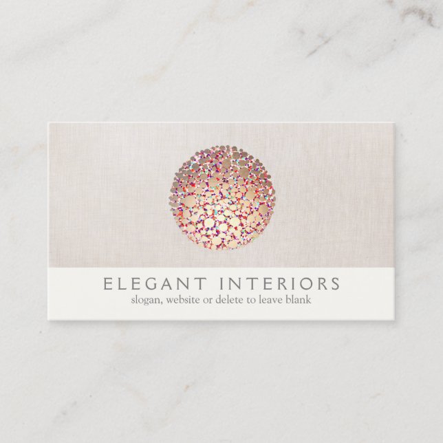 Colourful Gold  Circles Sphere Interior Designer Business Card (Front)