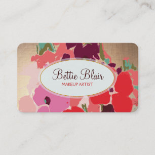 Colourful Gold Floral Makeup Artist Elegant Salon Business Card