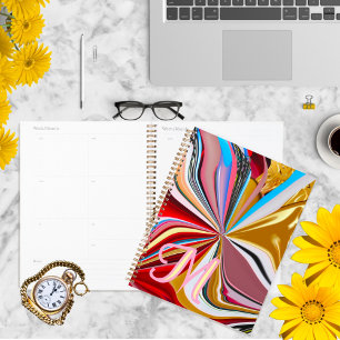 Colourful Gold Flower Monogram Liquify Abstract Planner