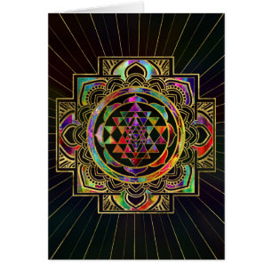 Colourful Gold framed Sri Yantra Sri Chakra
