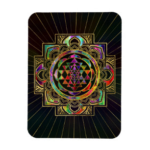 Colourful Gold framed Sri Yantra Sri Chakra Magnet