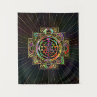 Colourful Gold framed Sri Yantra Sri Chakra