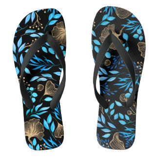 Colourful Gold glitter Stylish Girl Floral Pattern Thongs