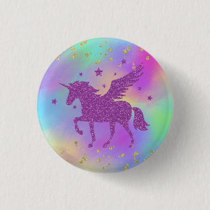 Colourful Gold Speckled Magical Unicorn 3 Cm Round Badge